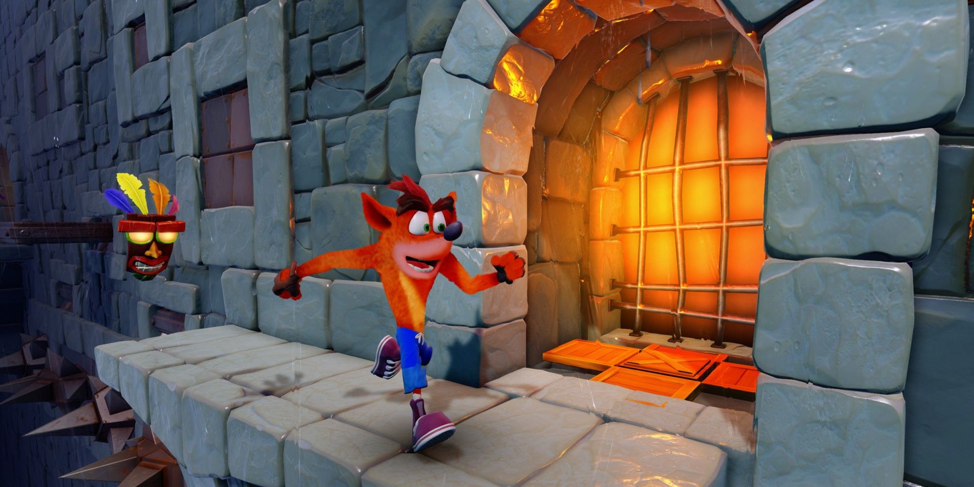 Crash Bandicoot running with Aku Aku in Crash Bandicoot N. Sane Trilogy