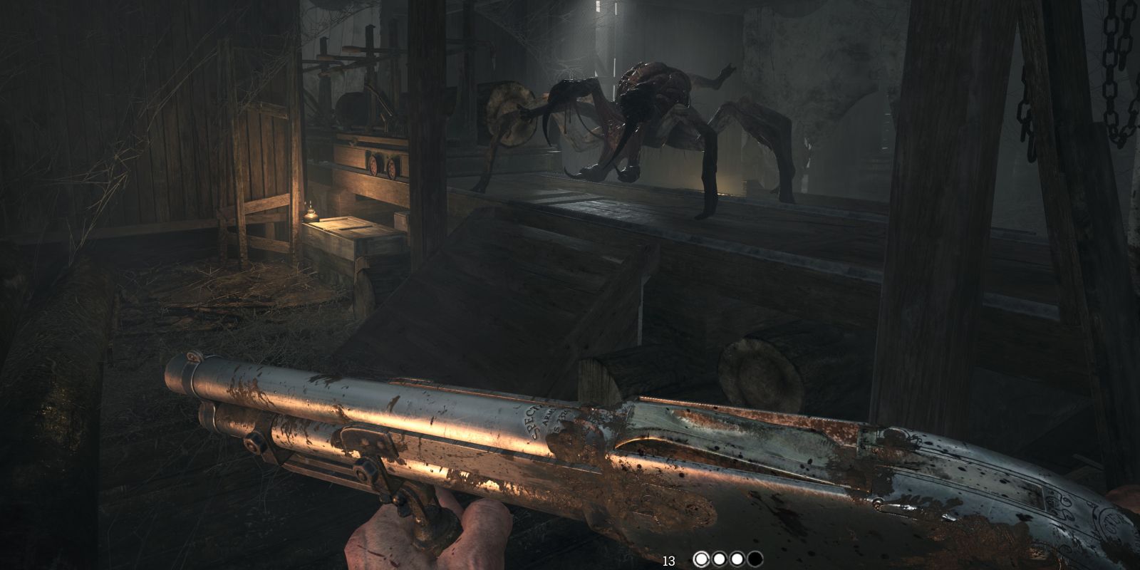 The player prepares to battle a giant spider in Hunt: Showdown 1896.