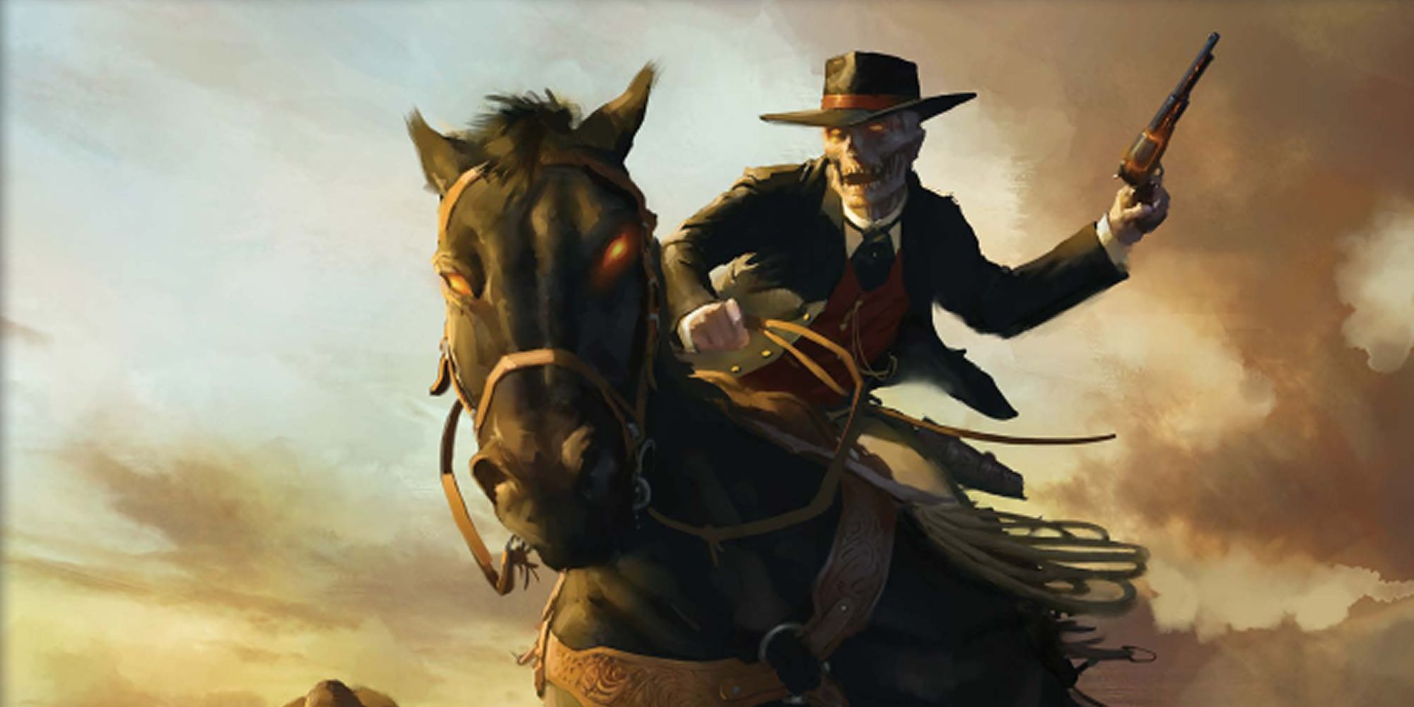 A reckoner rides across the Weird West in Deadlands.