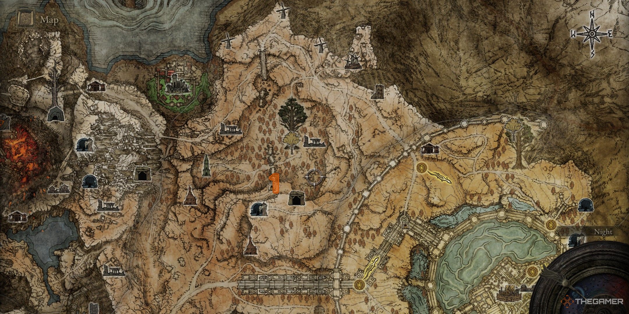 Elden Ring map of Altus showing waygate locations.