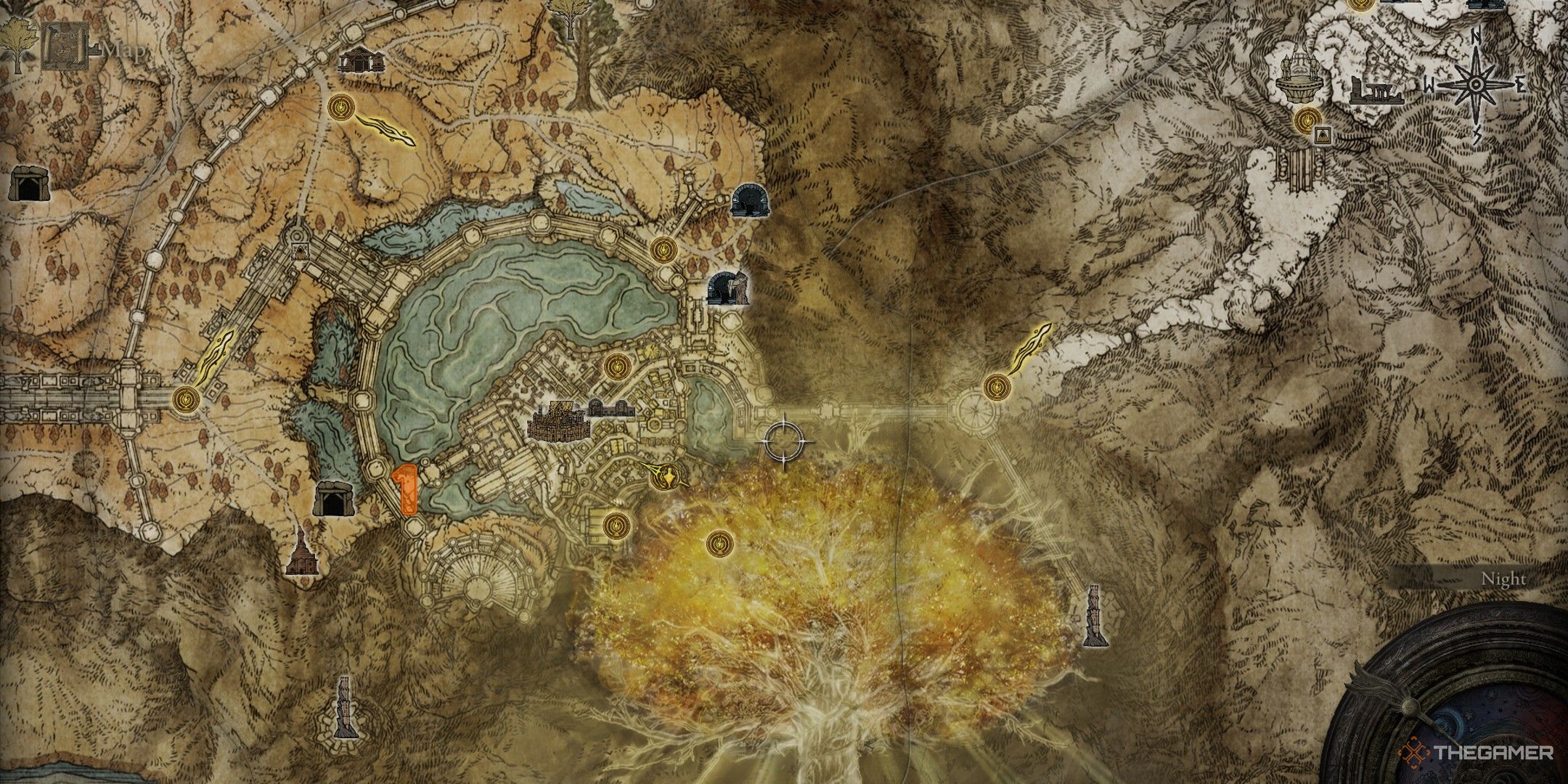 Elden Ring map of Leyndell showing waygate locations.