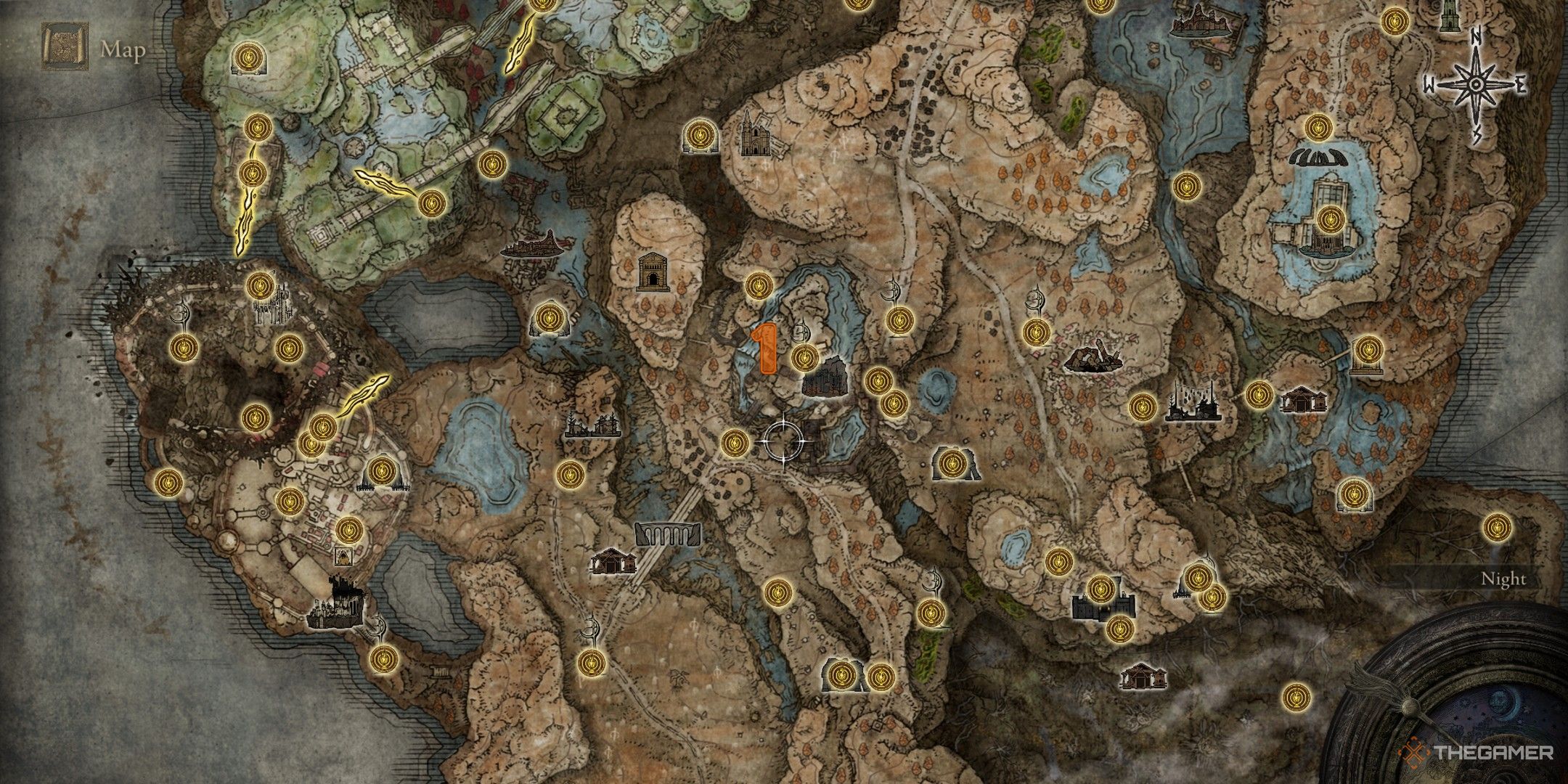 Elden Ring map of Scadu Altus showing waygate locations.