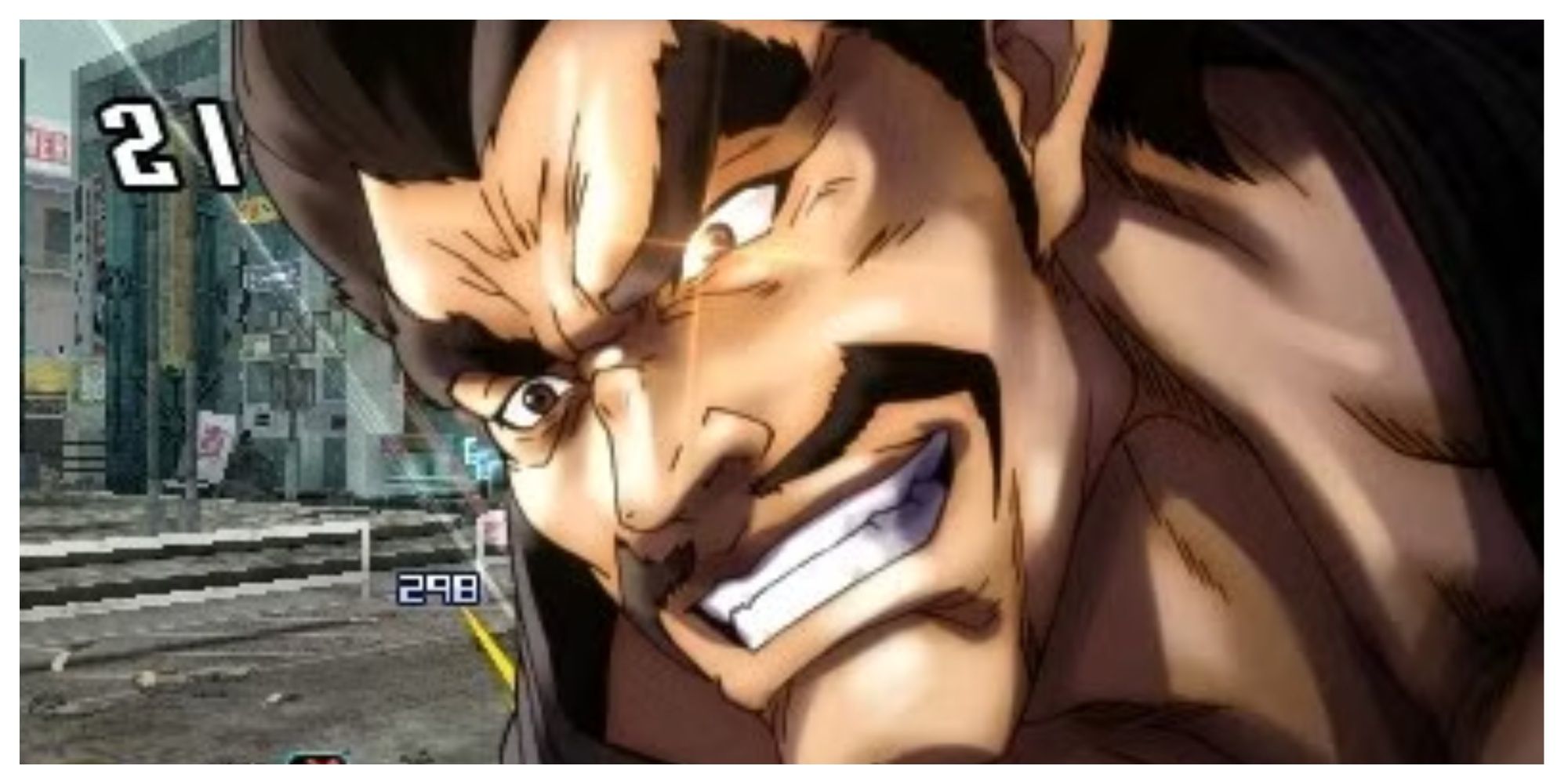 Heihachi smiling with a gleam in his eye