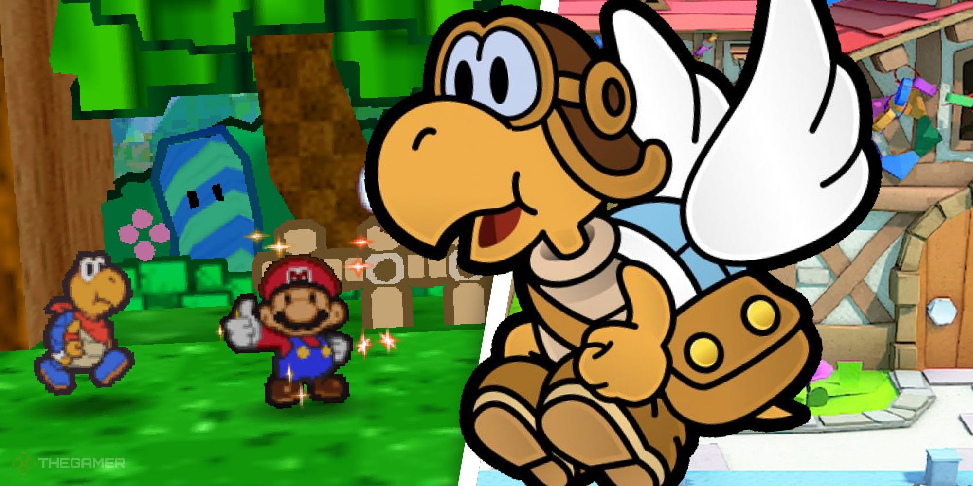 A koopa and Mario in Paper Mario Party.