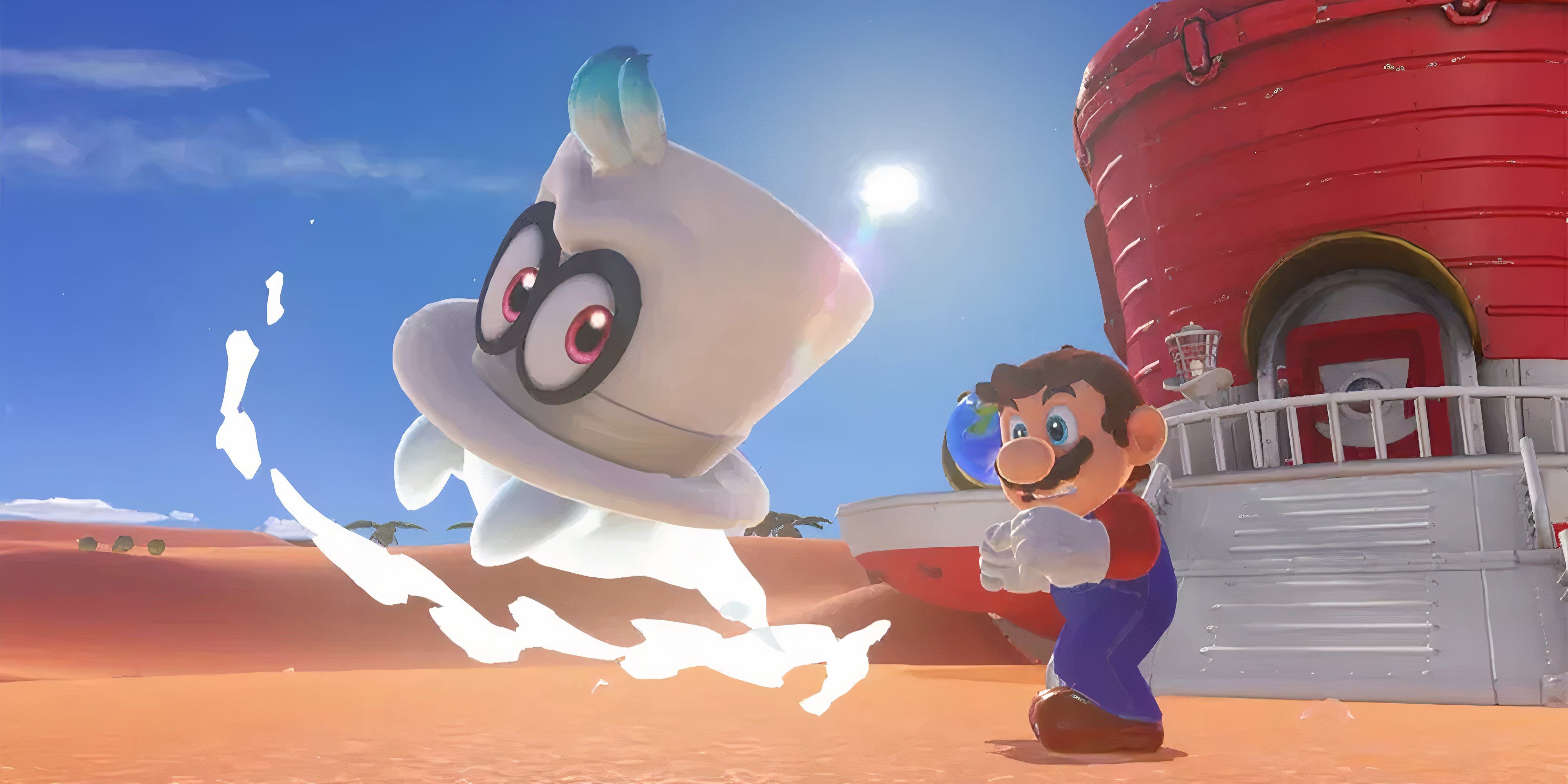 Mario and Cappy in Super Mario Odyssey.