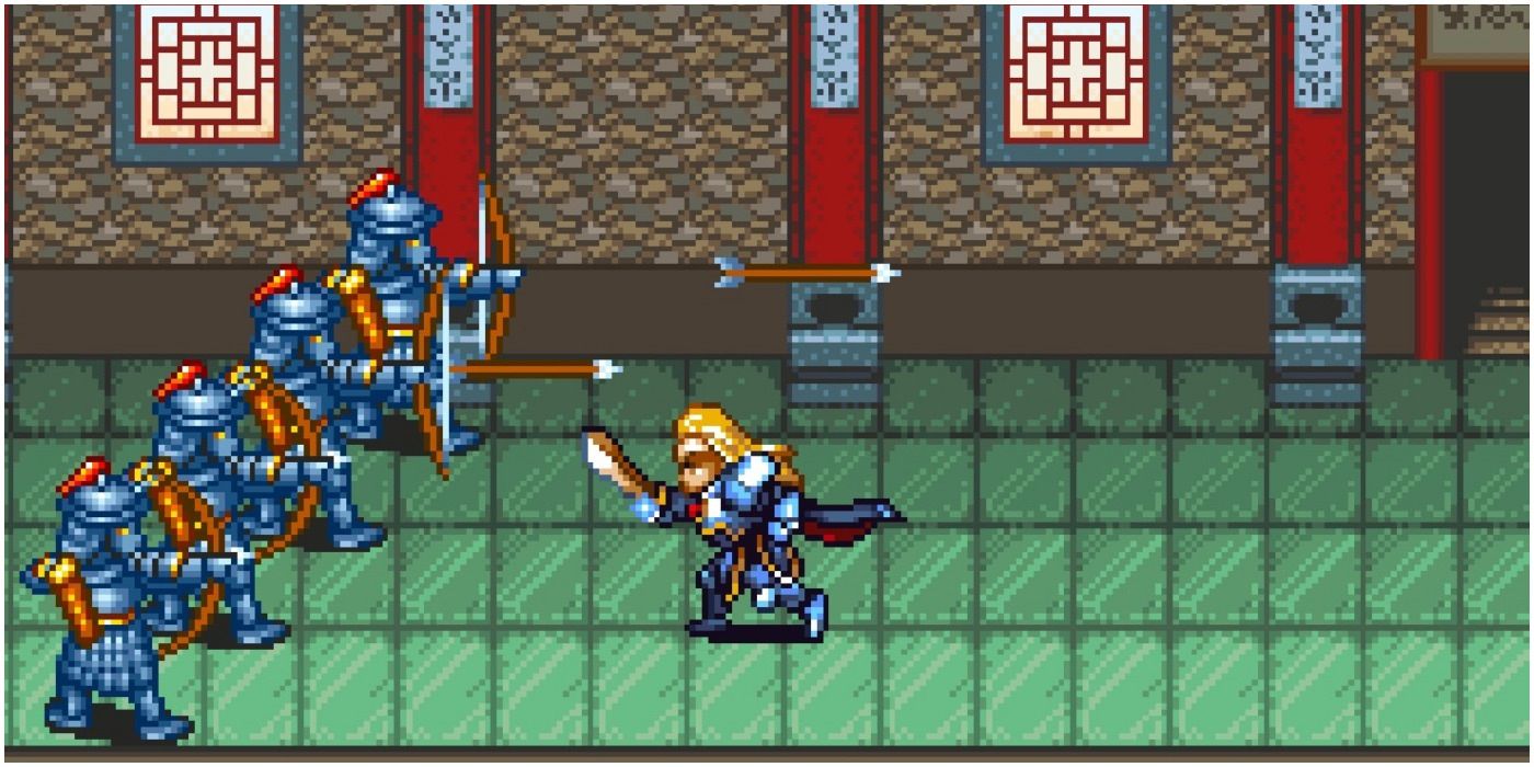 a character running towards bow-wielding enemies in illusion of gaia.