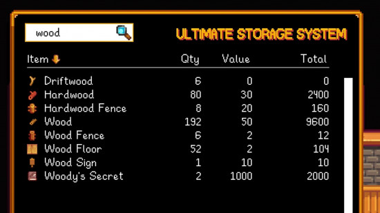 The FarmLink Terminal menu in Ultimate Storage mod, one of the best Stardew Valley mods.