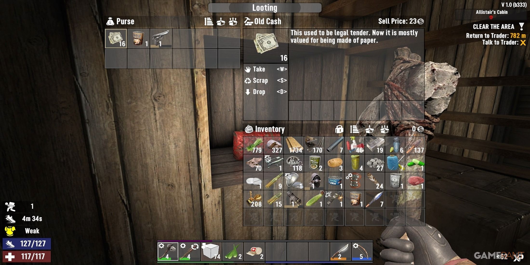 A Wad Of Old Cash In 7 Days To Die