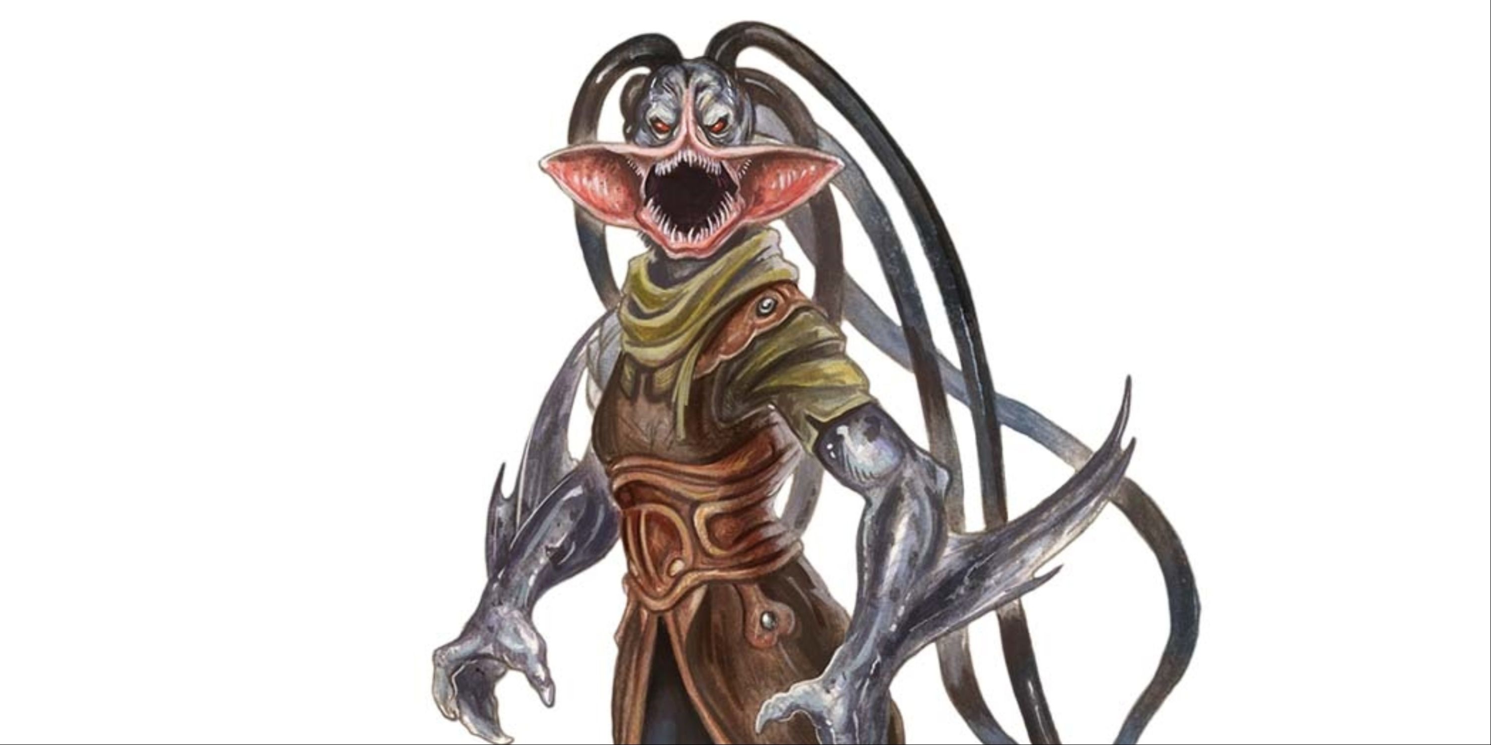 A fish-like humanoid with tentacles for hair and a fanned mouth lined with sharp teeth.