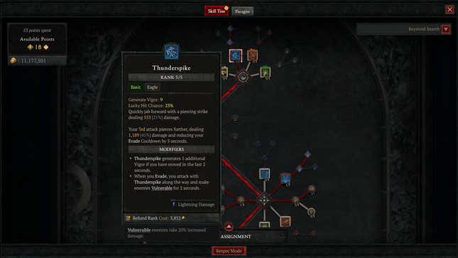 Spiritborn Eagle skill tree in Diablo IV Vessel of Hatred