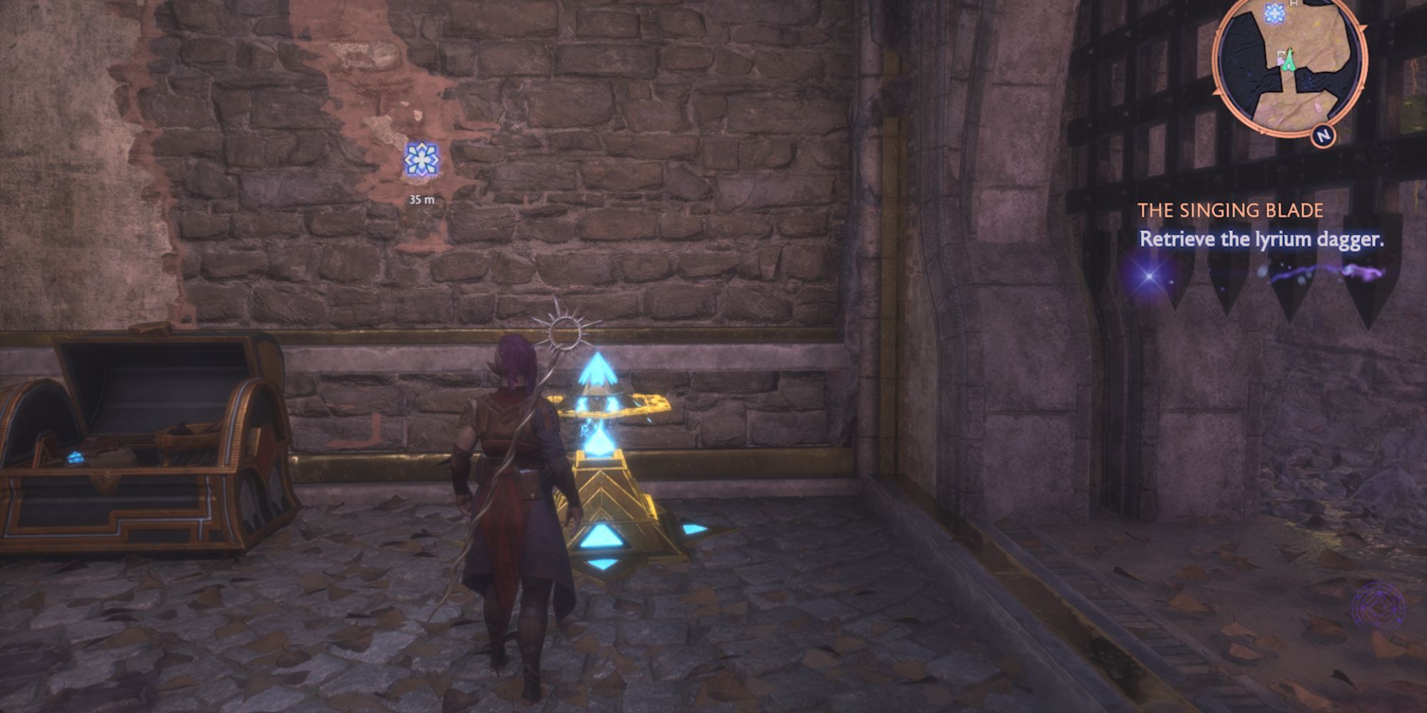 Using a Power Crystal to open the gate in Dragon Age: The Veilguard's The Singing Blade quest