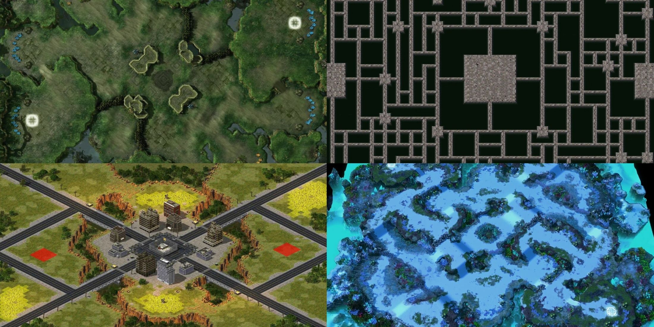 C&C Red Alert 2, Starcraft 2, Total Annihilation RTS maps collage