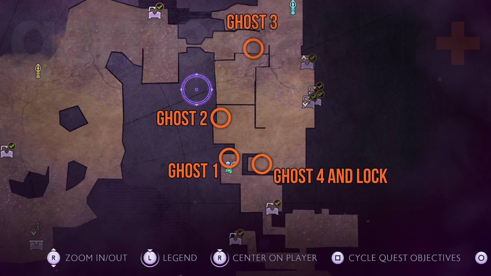 Dragon Age The Veilguard Warden Vault second lock map shwoing ghost skeleton locations in castle