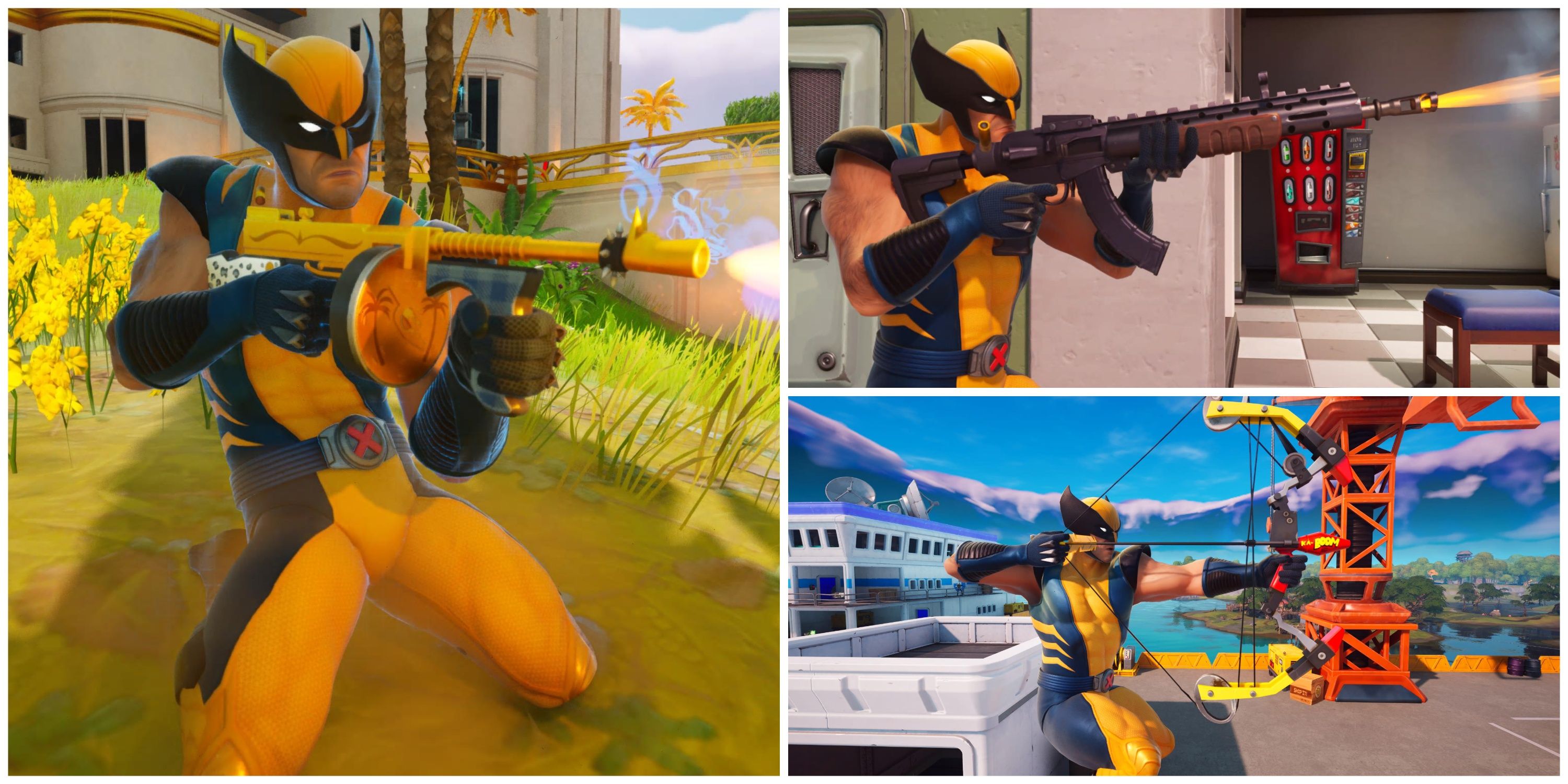 wolverine using the mythic weapons of fortnite remix