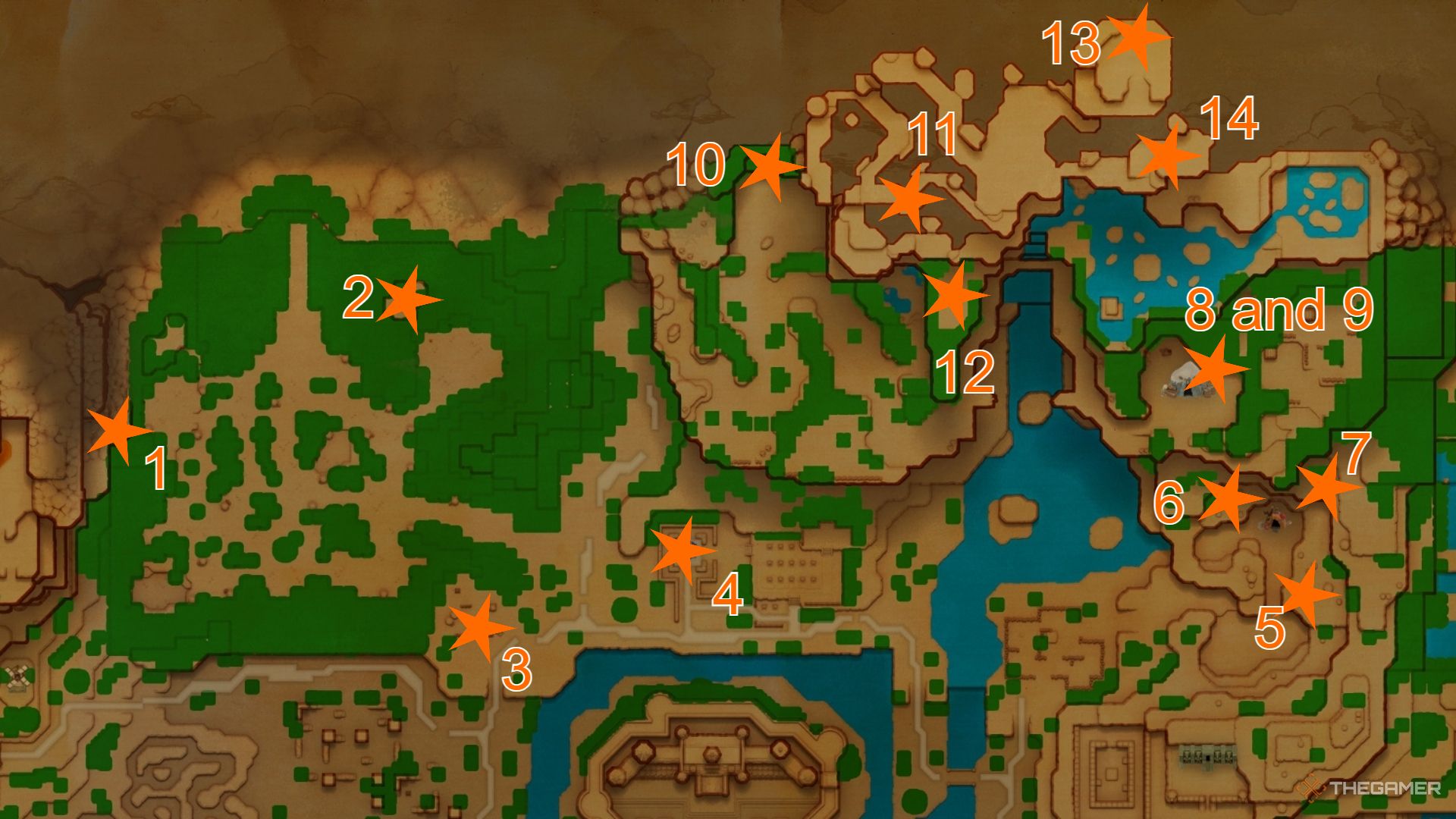 A map showing Might Crystals found in Hebra Mountain And Eternal Forest.