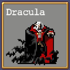 Dracula 8-bit icon in Vampire Survivors.