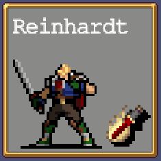 Reinhardt Schneider 8-bit icon in Vampire Survivors.