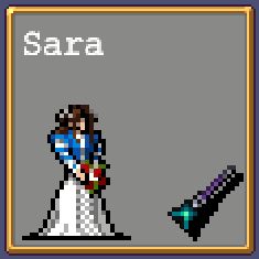 Sara Trantoul 8-bit icon in Vampire Survivors.