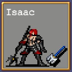 Isaac 8-bit icon in Vampire Survivors.