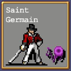 Saint Germain 8-bit icon in Vampire Survivors.