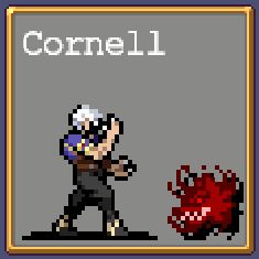 Cornell 8-bit icon in Vampire Survivors.