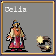 Celia Fortner 8-bit icon in Vampire Survivors.