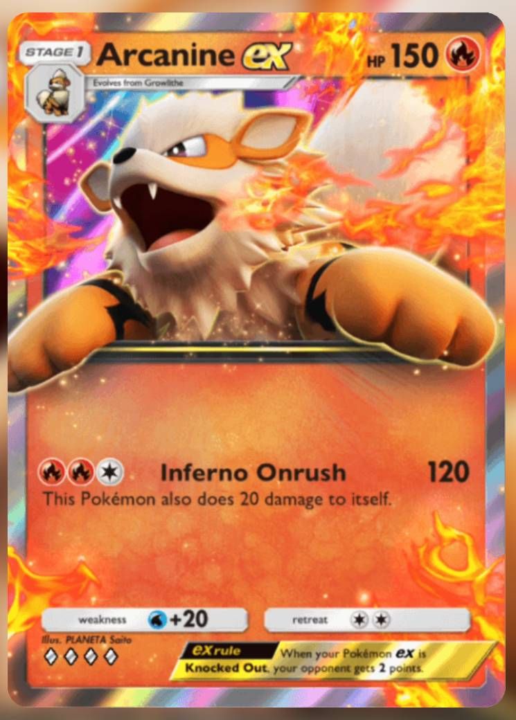 The Arcanine ex card, from Genetic Apex.