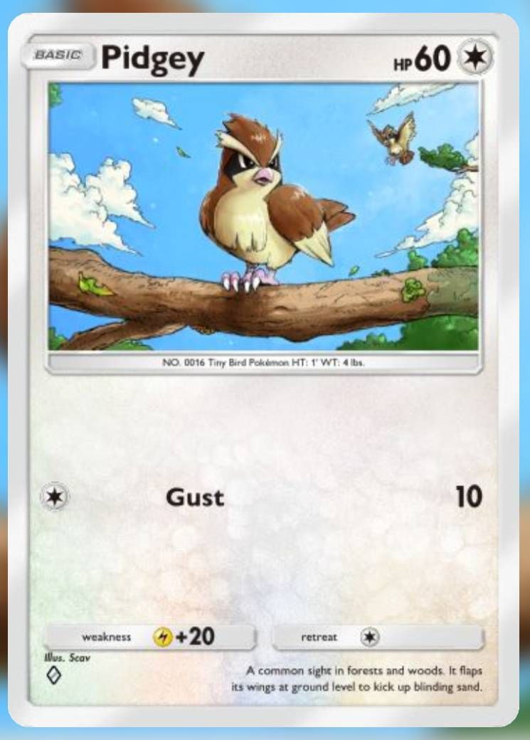 The Pidgey card, from Genetic Apex.