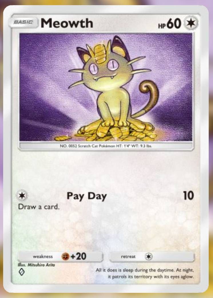 The Meowth card from Genetic Apex