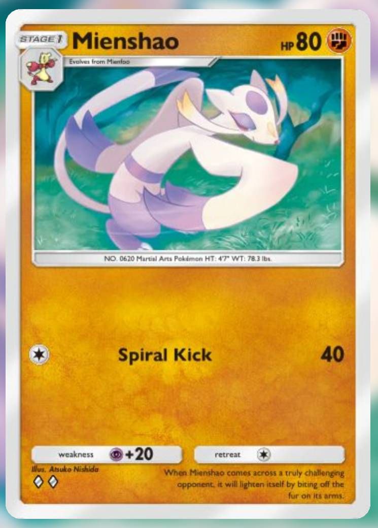 The Mienshao card from Genetic Apex