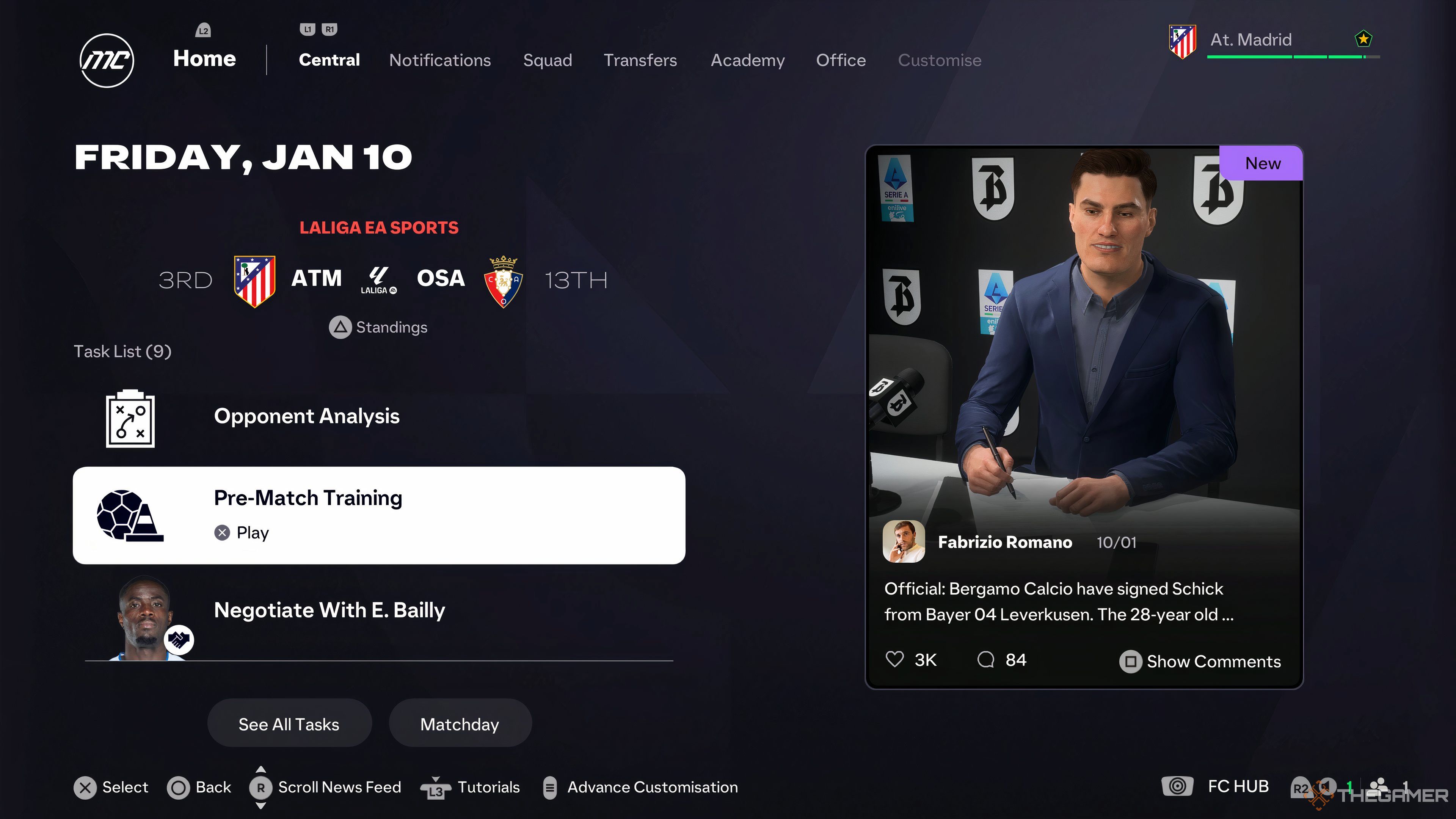 A screenshot of the Career Mode home page in EA Sports FC 25. 