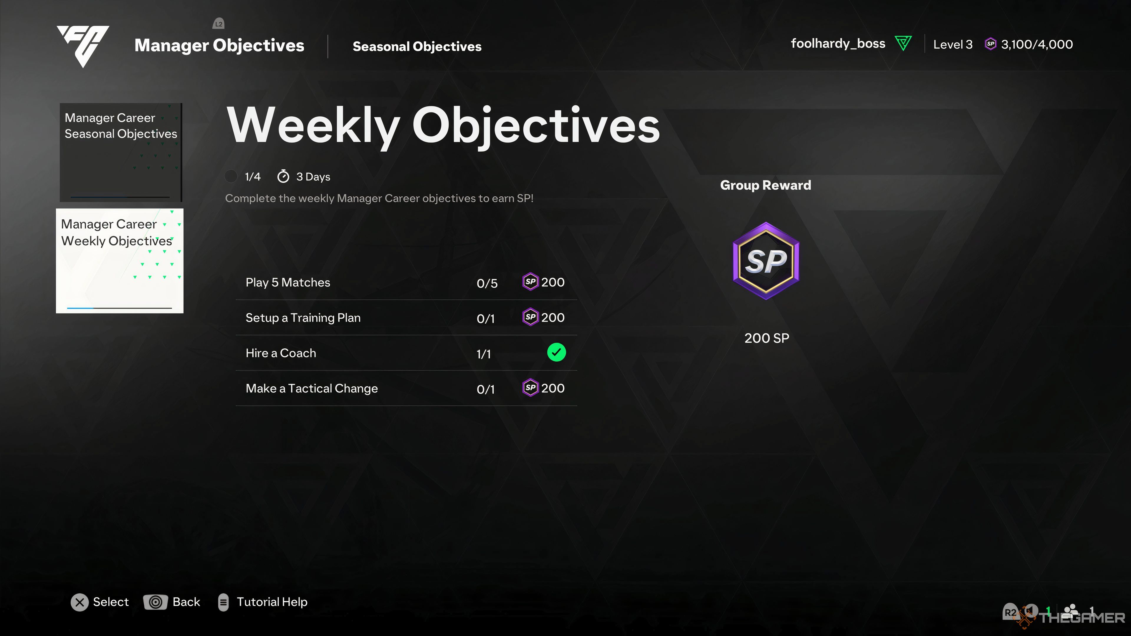 A screenshot of all Weekly Manager Career Objectives in EA Sports FC 25. 