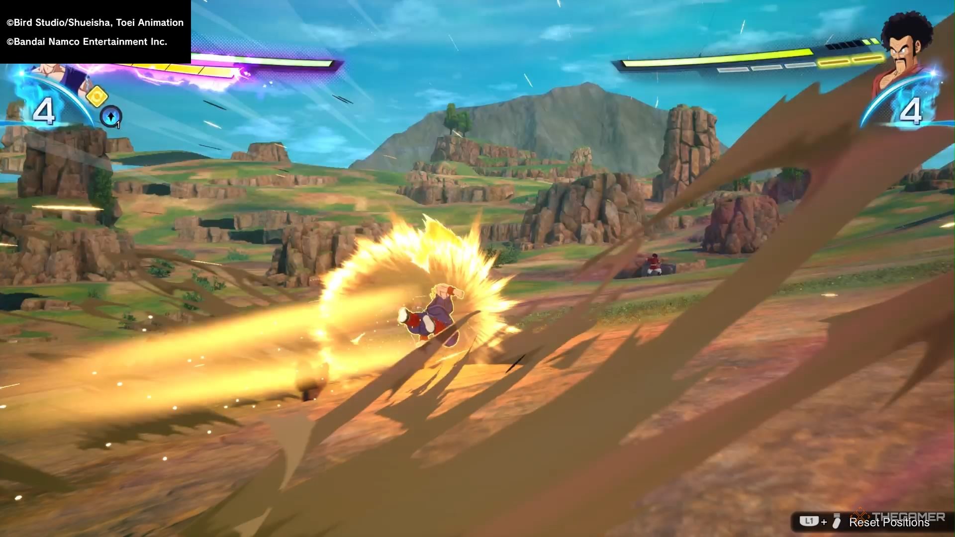 Gohan performs a super movement out in an open field in Dragon Ball: Sparking Zero.