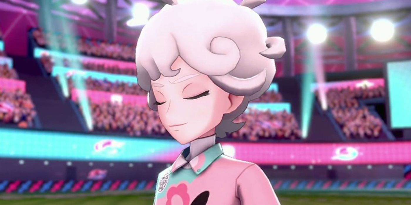 Bede is standing in champions cup with his eyes closed in pokemon sword and shield.