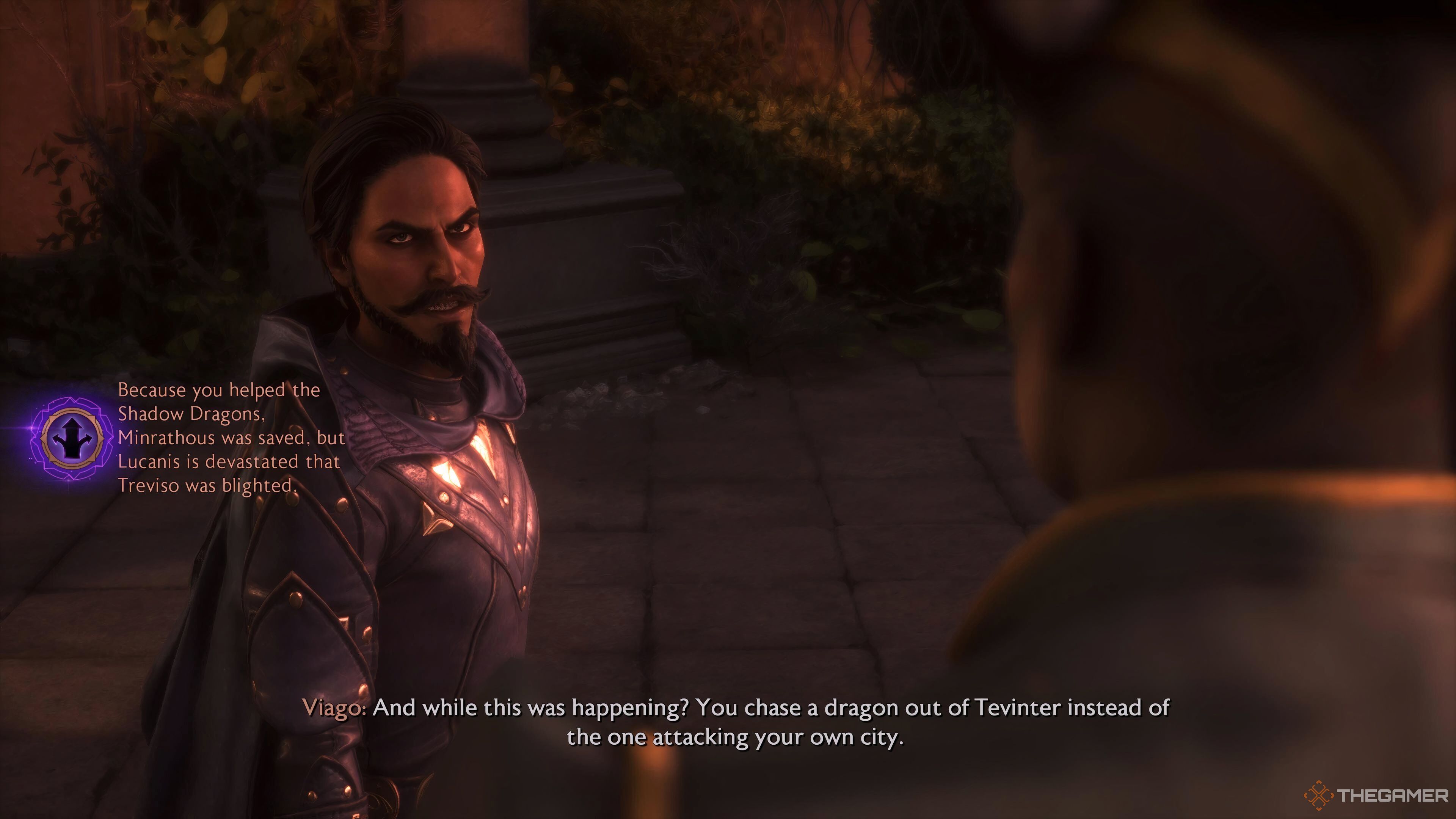 Rook talking to Viago in Dragon Age: The Veilguard.