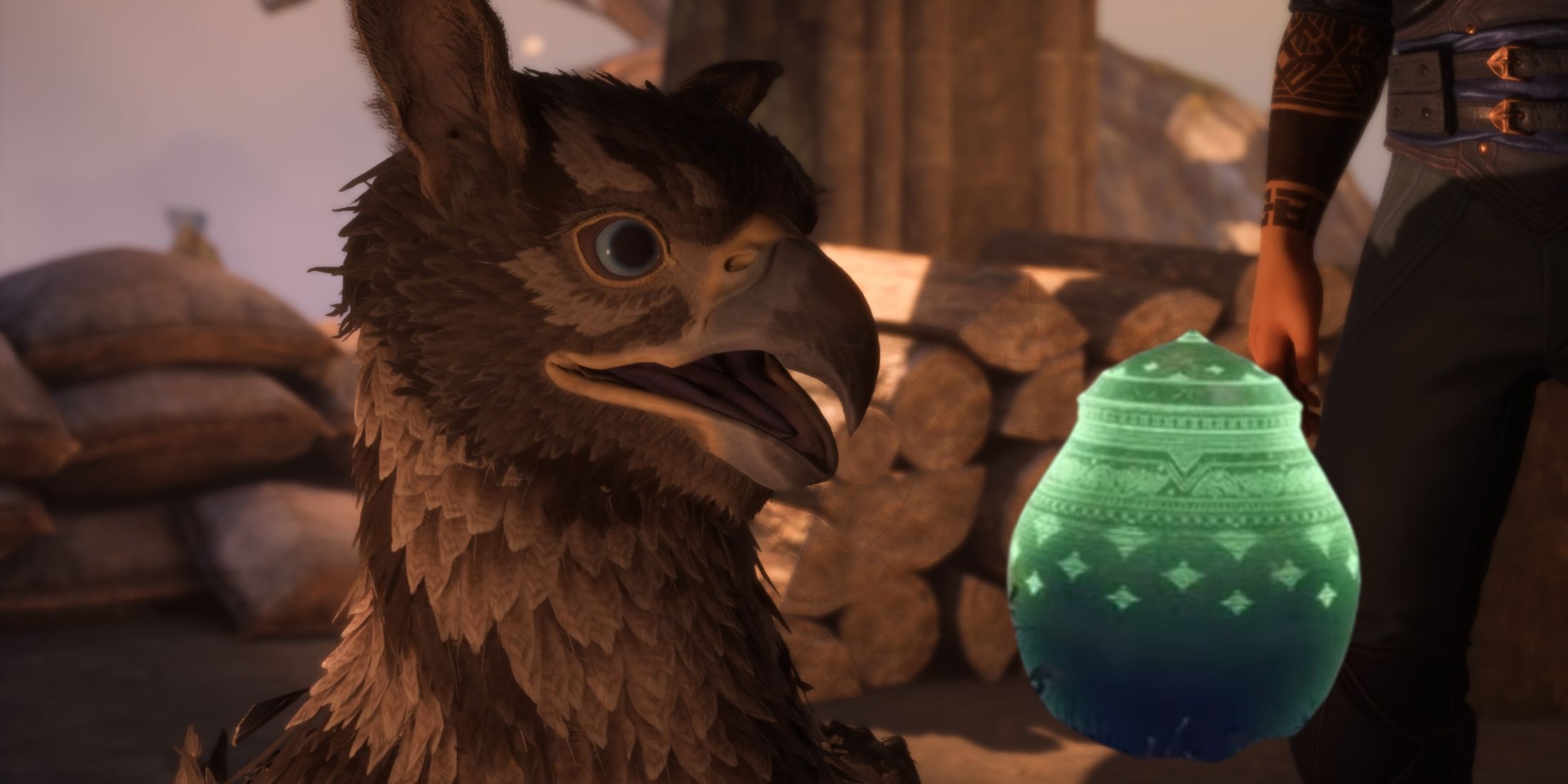 A griffon next to a health vase in Dragon Age: The Veilguard