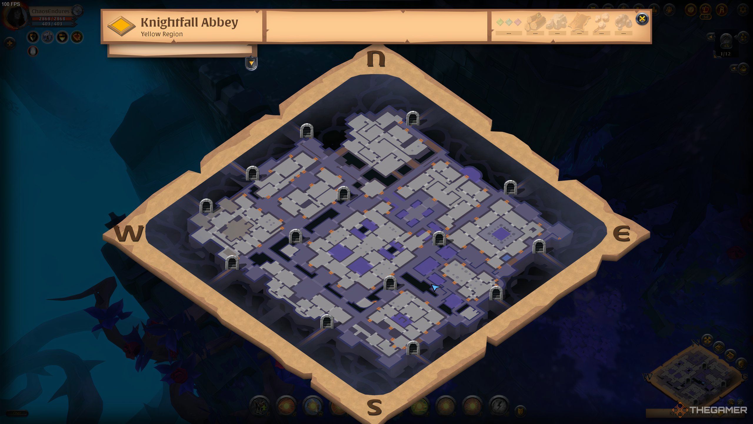 The local map of Knightfall Abbey in Albion Online.