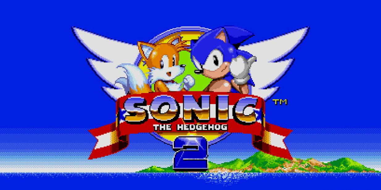 Sonic The Hedgehog 2: The title screen, featuring Sonic and Tails.