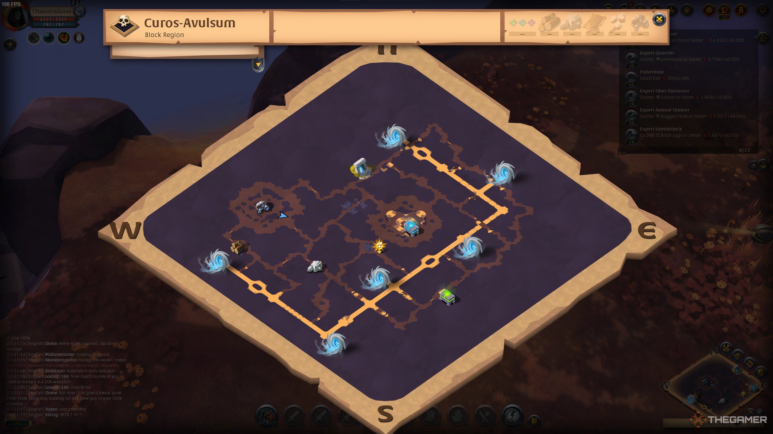 A local map of a Road of Avalon, in Albion Online.