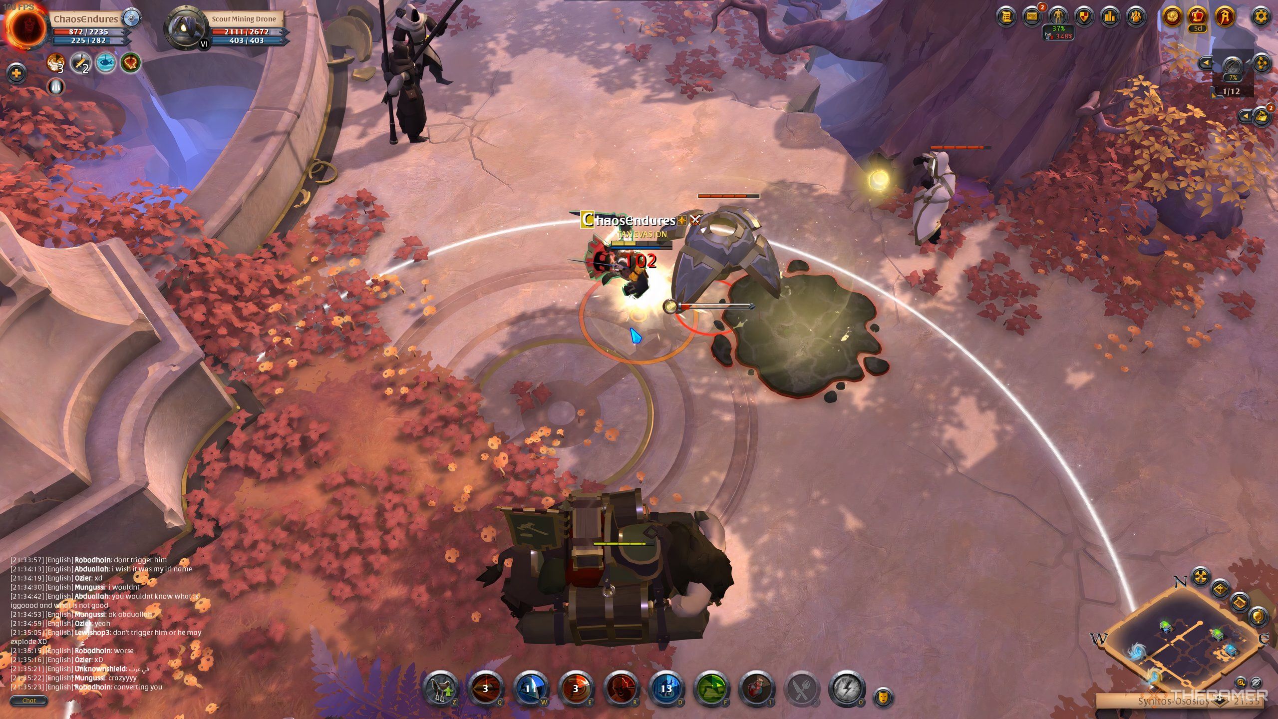 A player attempting to complete an Avalonian Camp, in Albion Online.