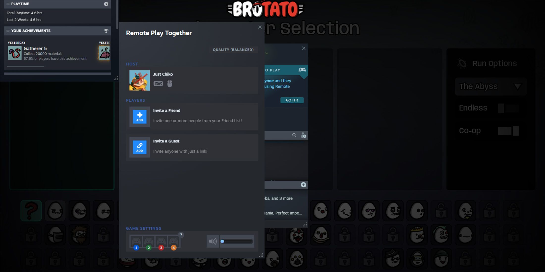 Inviting someone in Brotato for a coop session-1