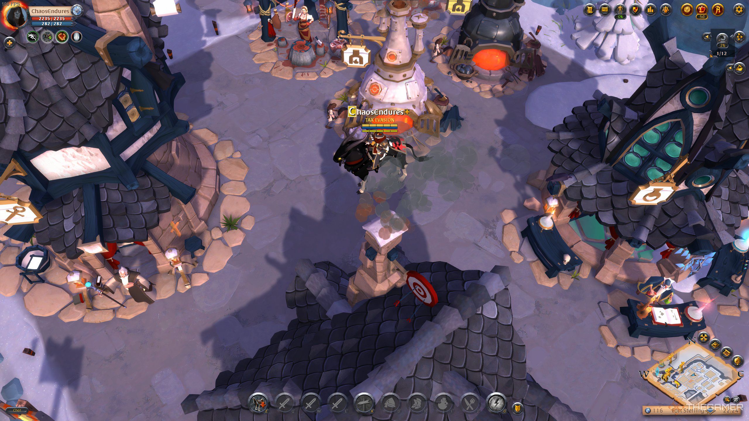 Player-owned crafting buildings in Fort Sterling, in Albion Online.