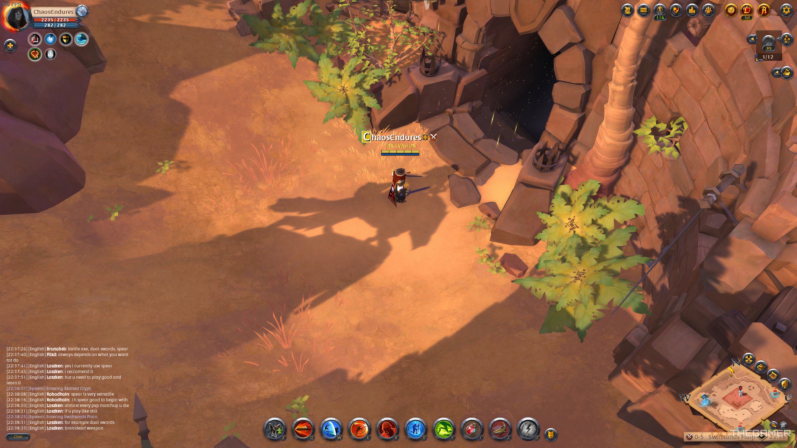 A player, about to enter a Static Dungeon deep in the Outlands in Albion Online.