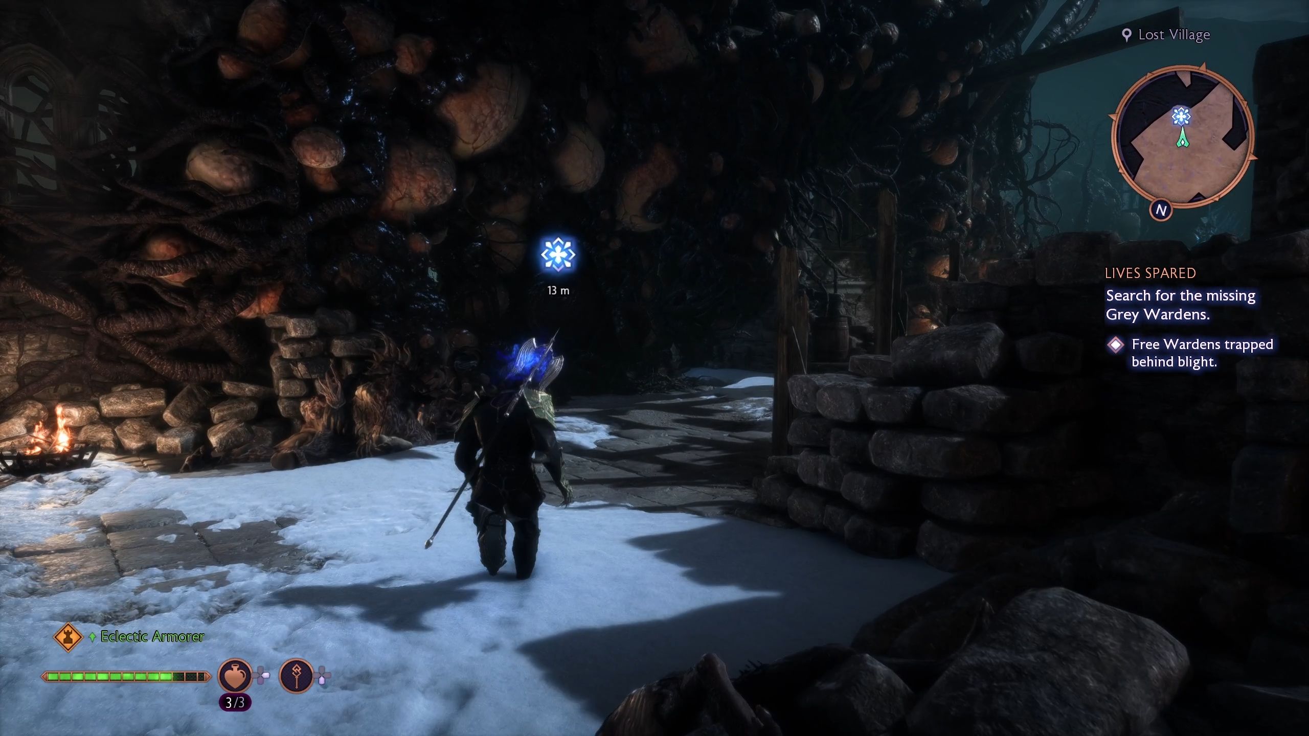 Player is standing in front of the blighted barrier - Dragon Age The Veilguard