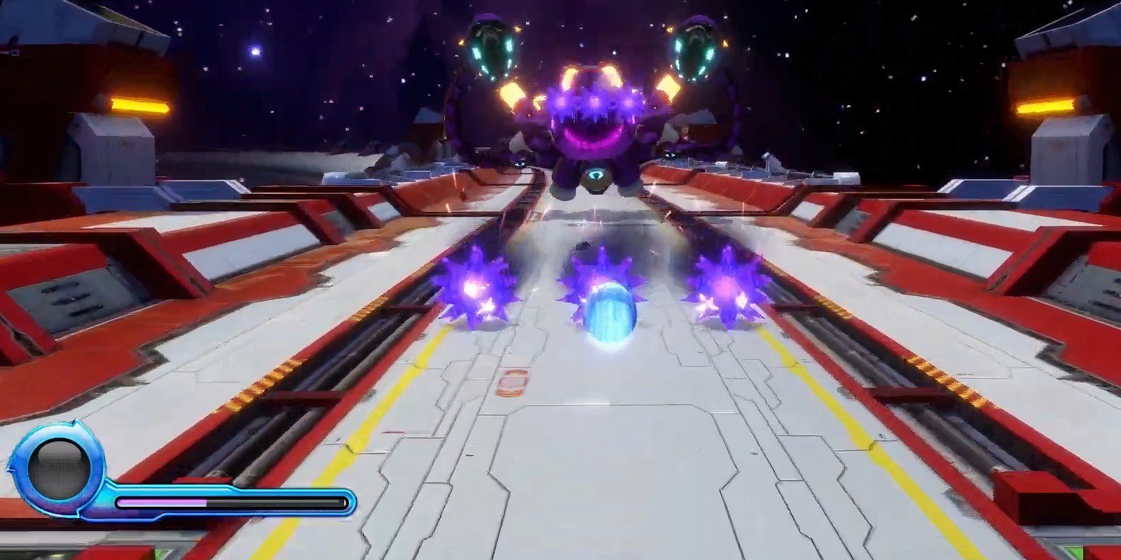 Sonic jumping over purple balls in the final boss of Sonic Colors.