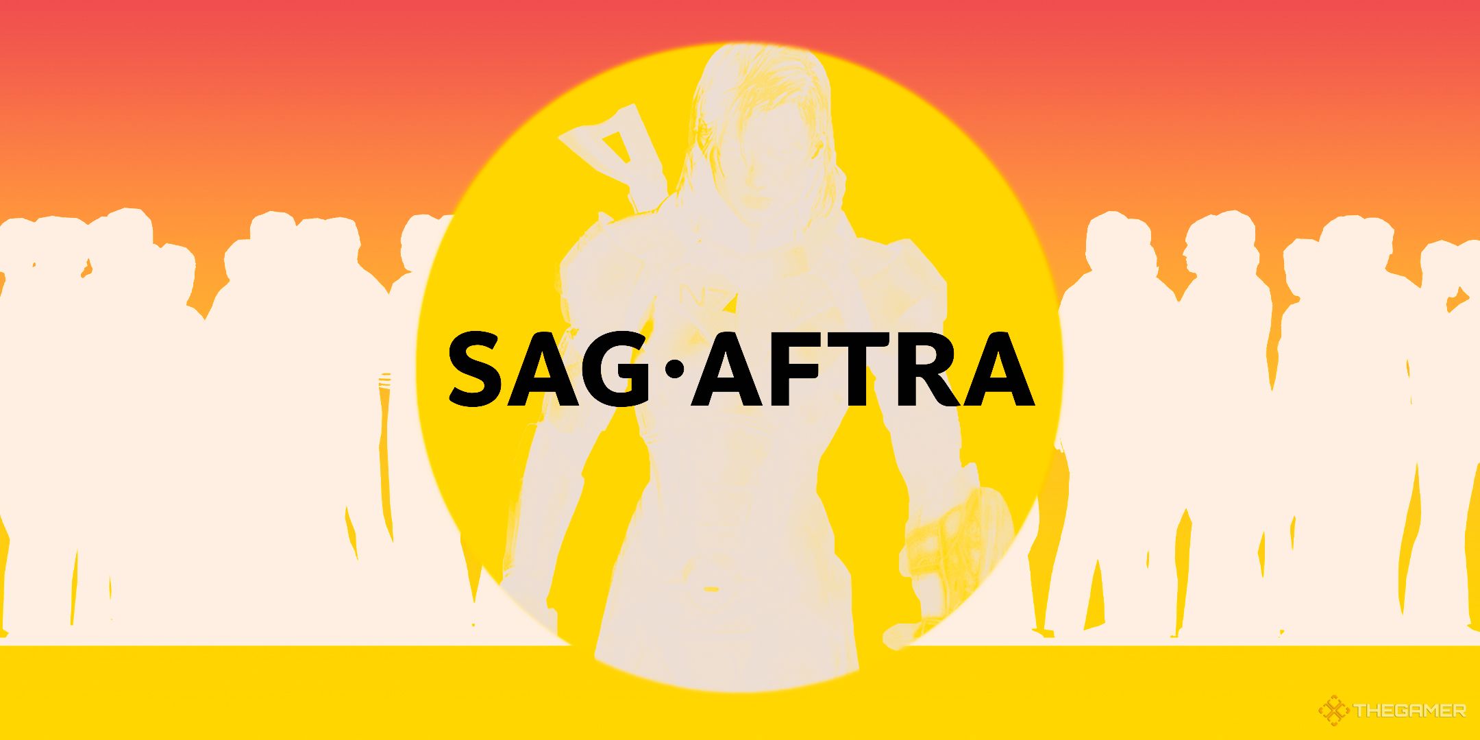 A graphic depicting video game characters alongside the SAG-AFTRA logo