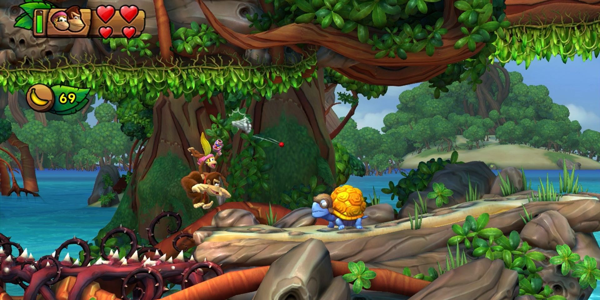 A Turtle in Donkey Kong Country Tropical Freeze 