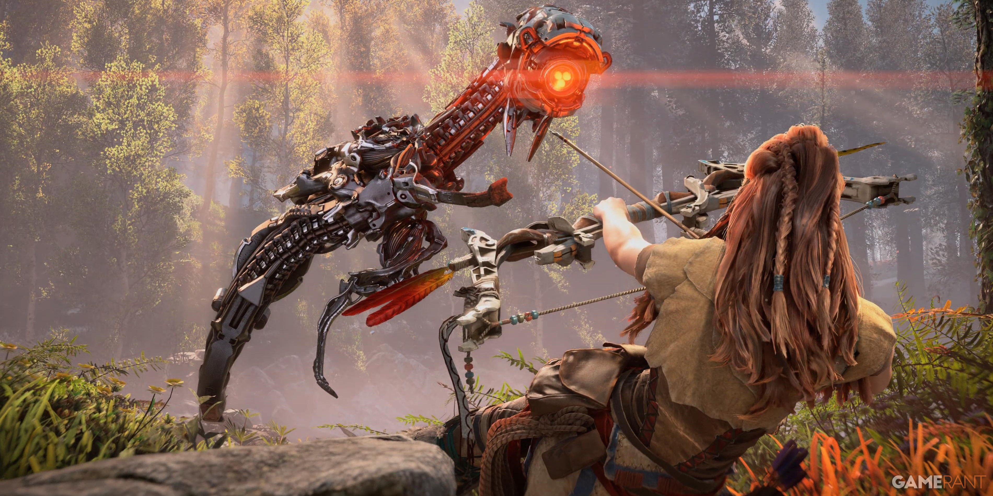 horizon zero dawn remastered aloy fighting a machine