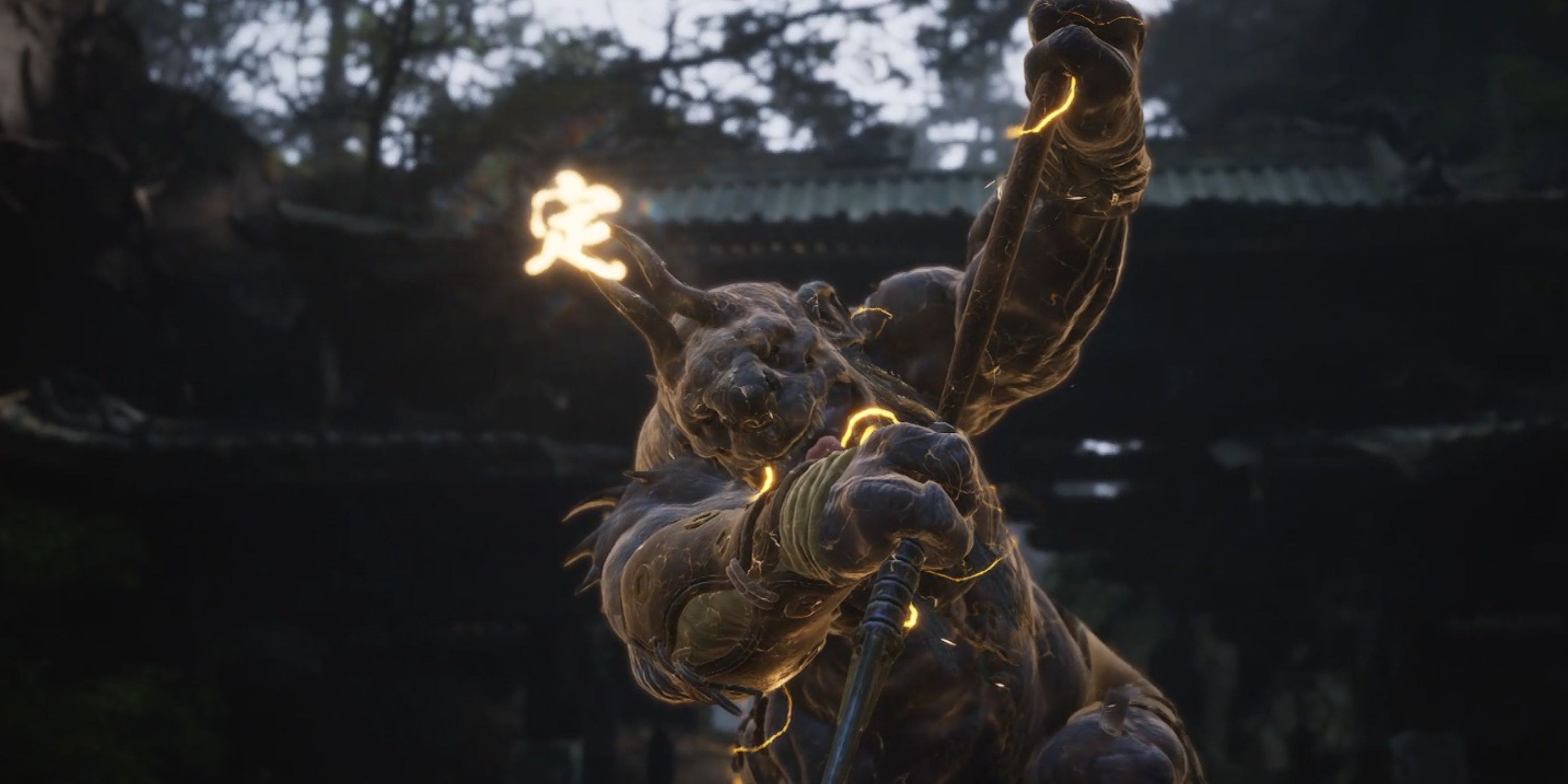 The Destined One battles the Bullguard boss in Black Myth: Wukong.