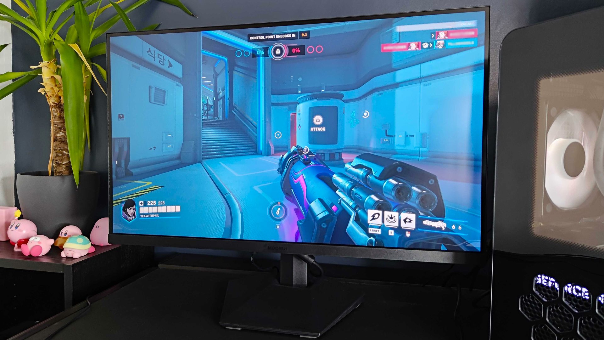 KOORUI GN02 monitor with Overwatch 2 gameplay on screen